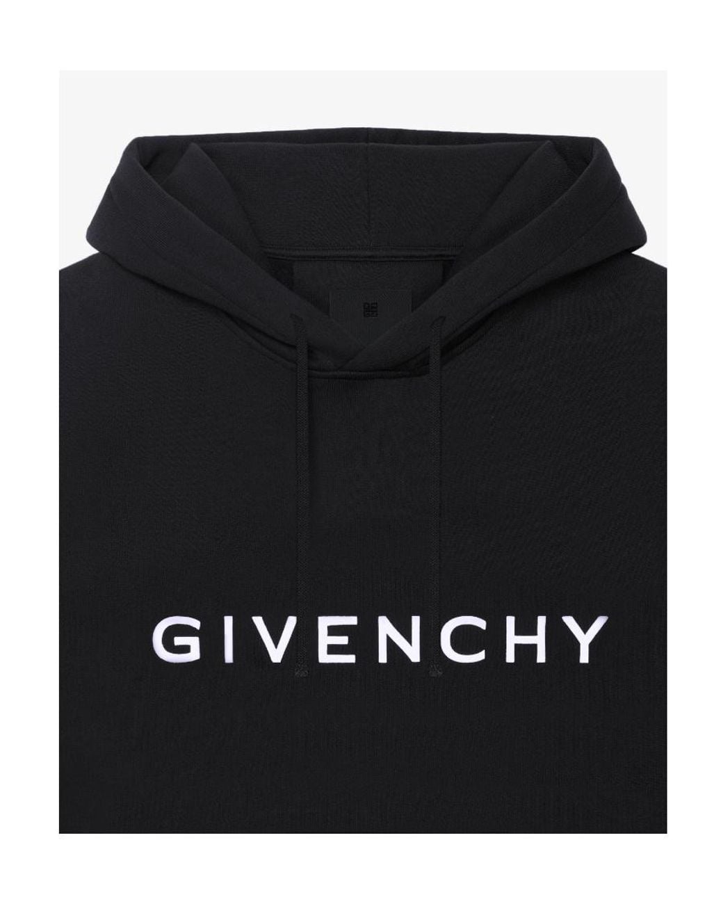 Givenchy Black Logo Printed Drawstring Hoodie for men