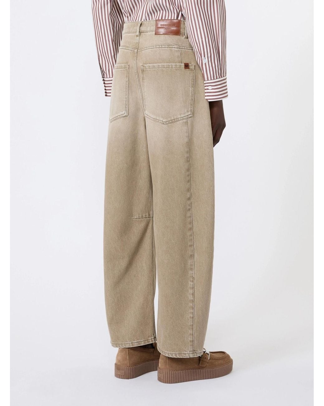 Weekend by Maxmara Natural Logo-Patch Barrel-Leg Jeans