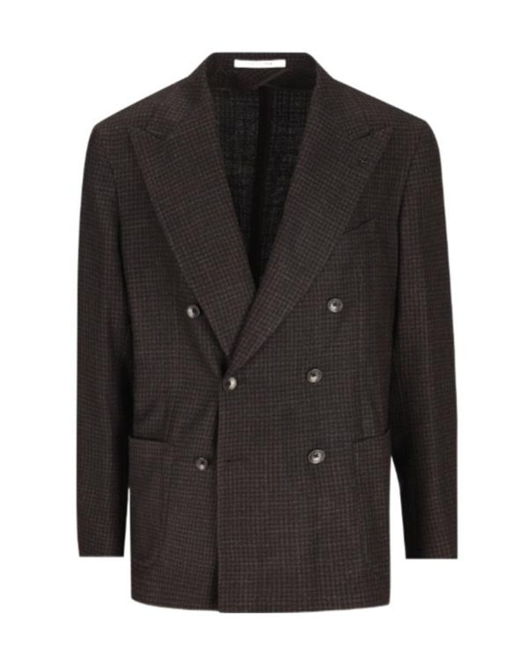 Tagliatore Black Double-Breasted Checked Blazer for men