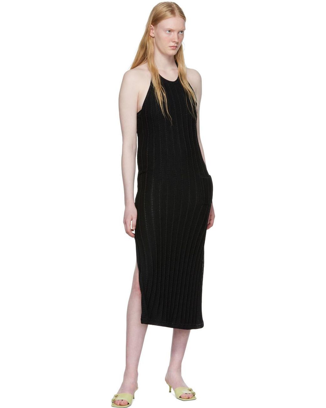 Ganni Black Knit Halter Midi Dress