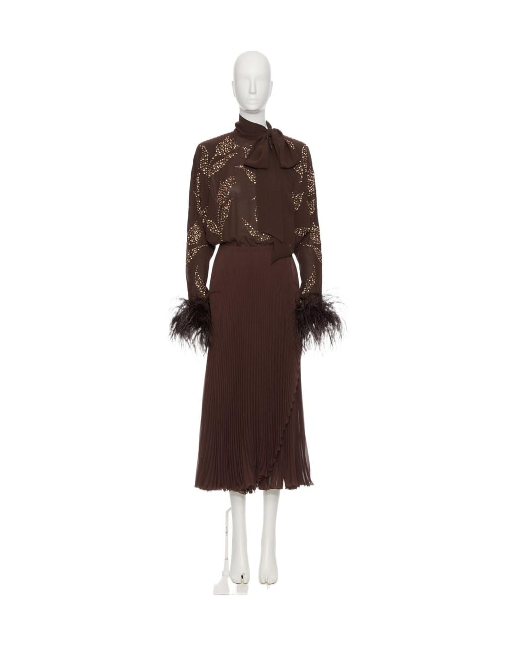 Valentino Brown Long-Sleeved Dress