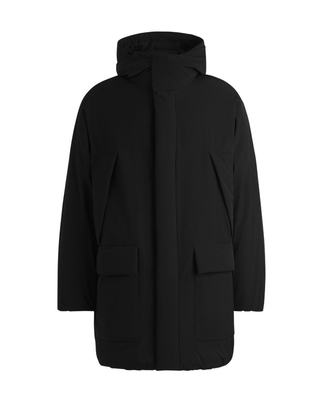 Boss Black Mid-Length Hooded Parka Padded Coat for men