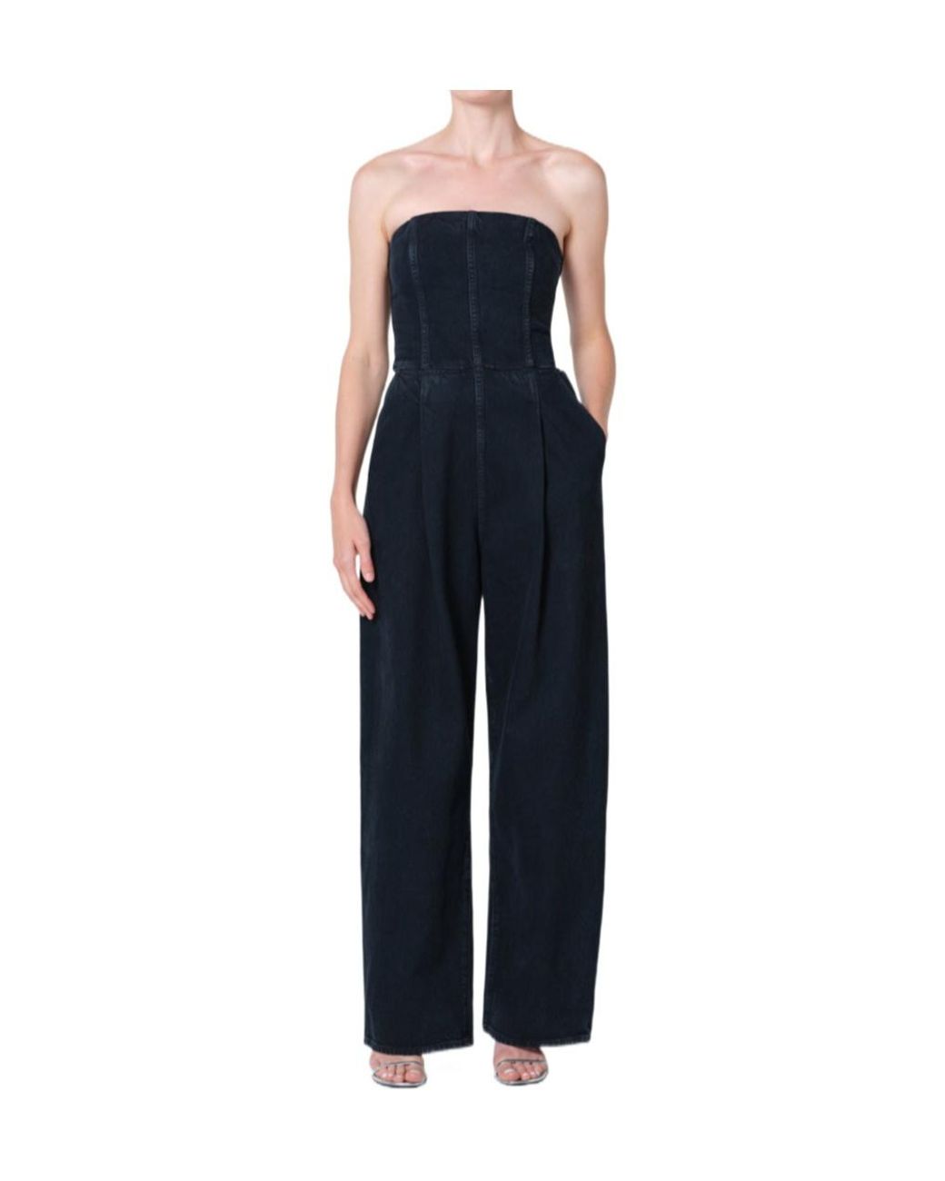 Agolde Blue Strapless Jumpsuit