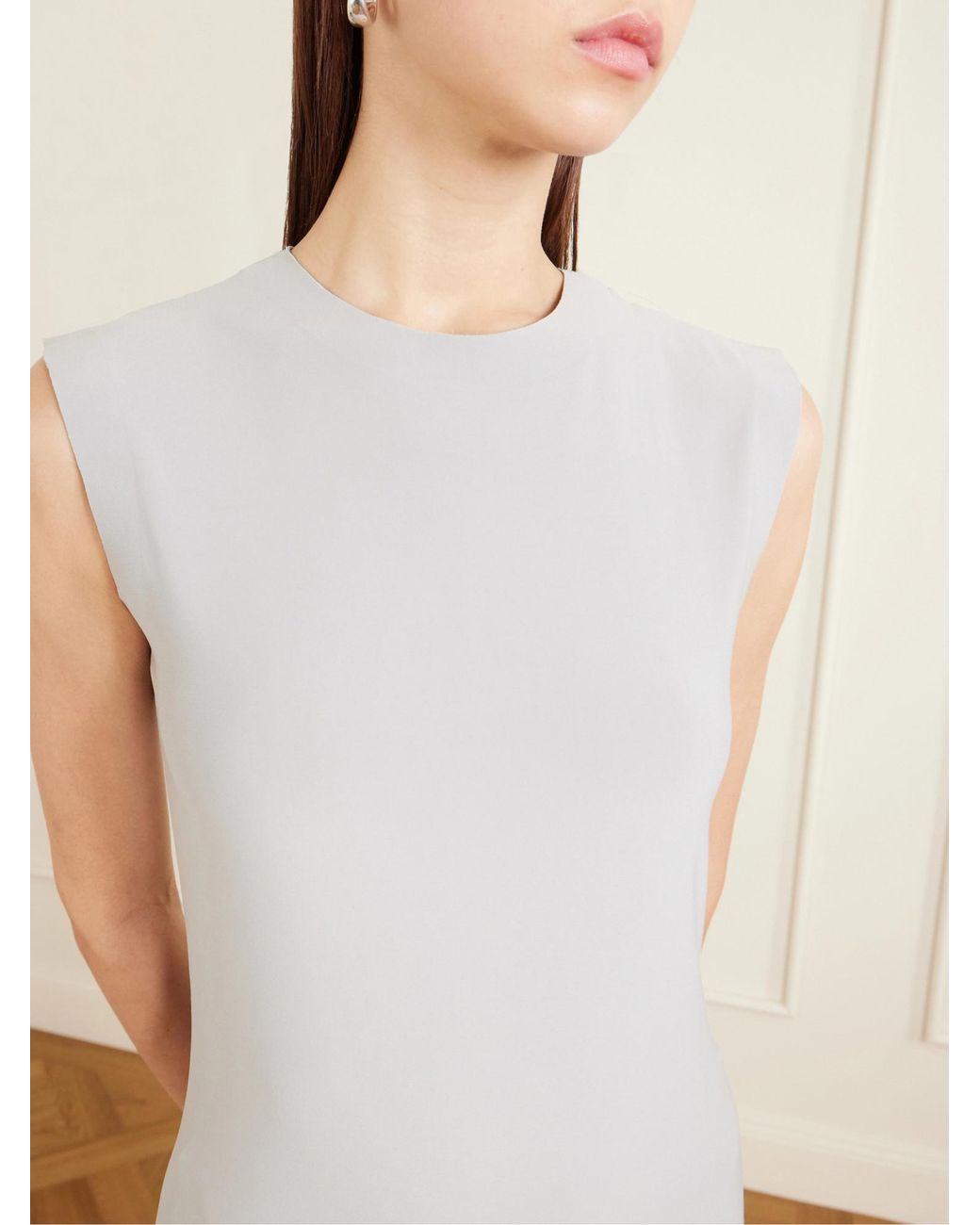 Norma Kamali White Satin-Crepe Mini Dress