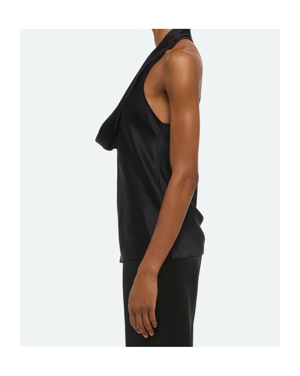 Helmut Lang Black Silk Bias-Cut Cowl Neck Top