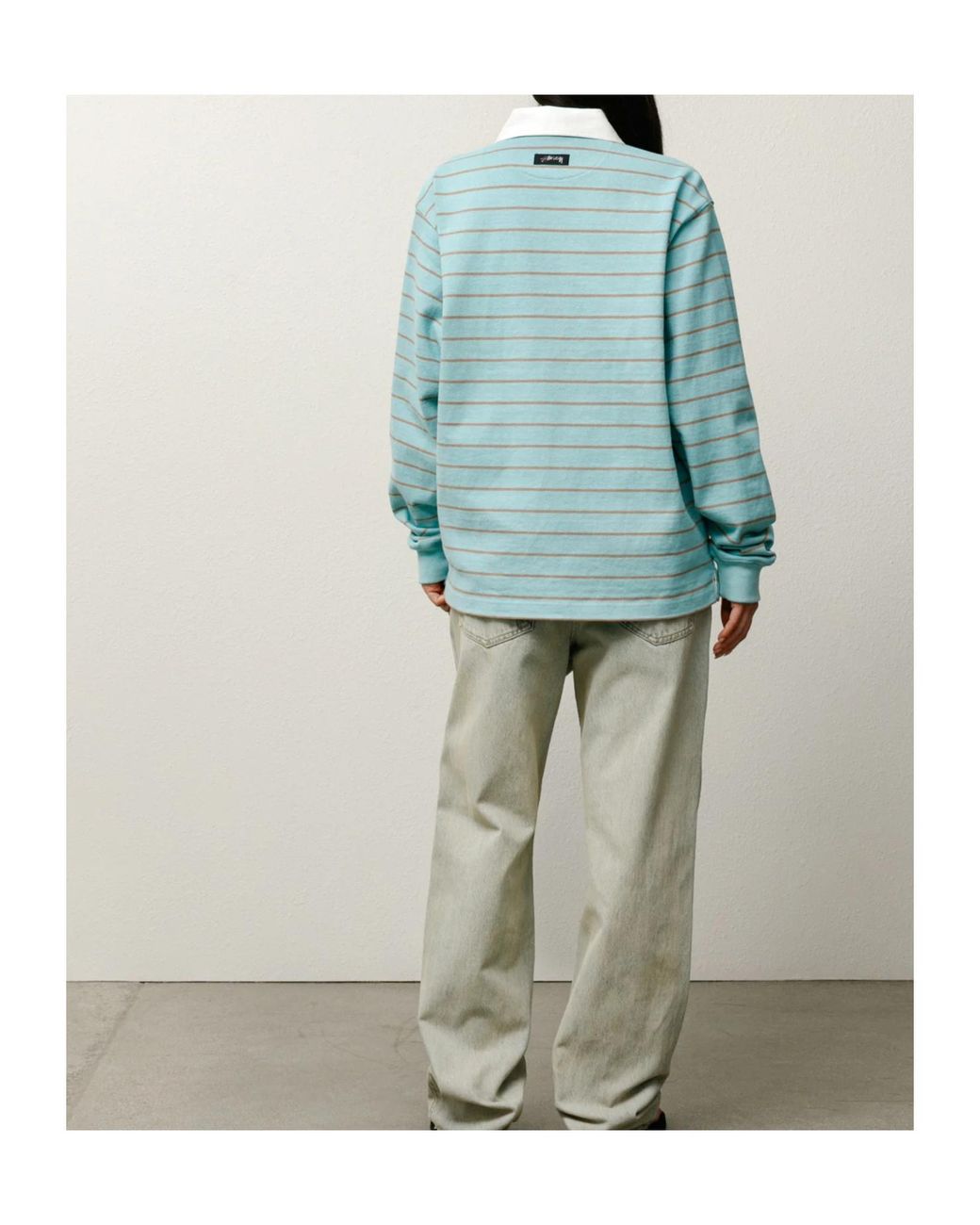 Stussy Blue Striped Rugby Shirt for men