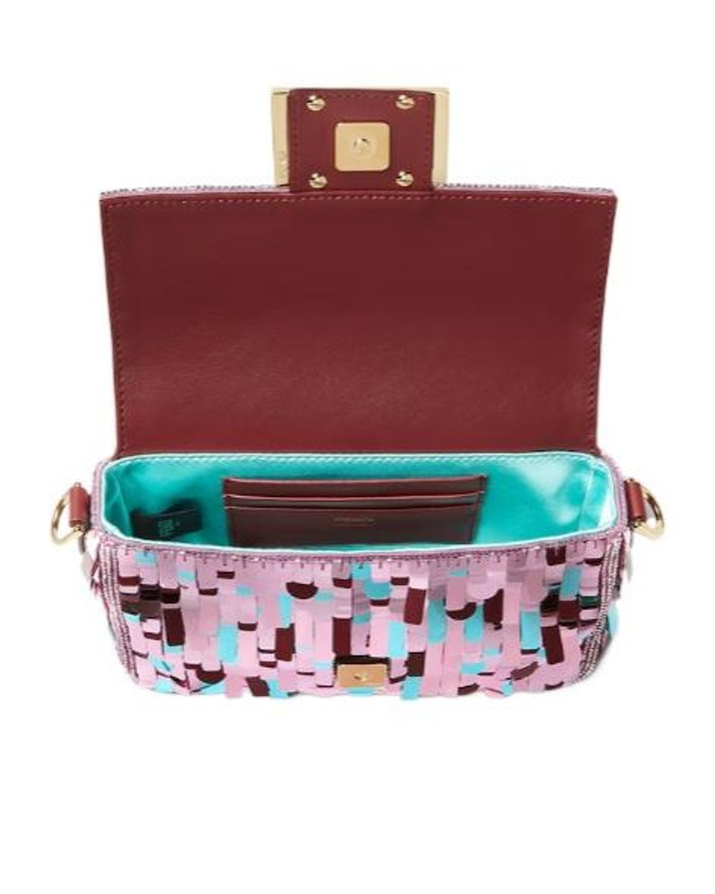 Fendi White Baguette Mini Sequin Bag