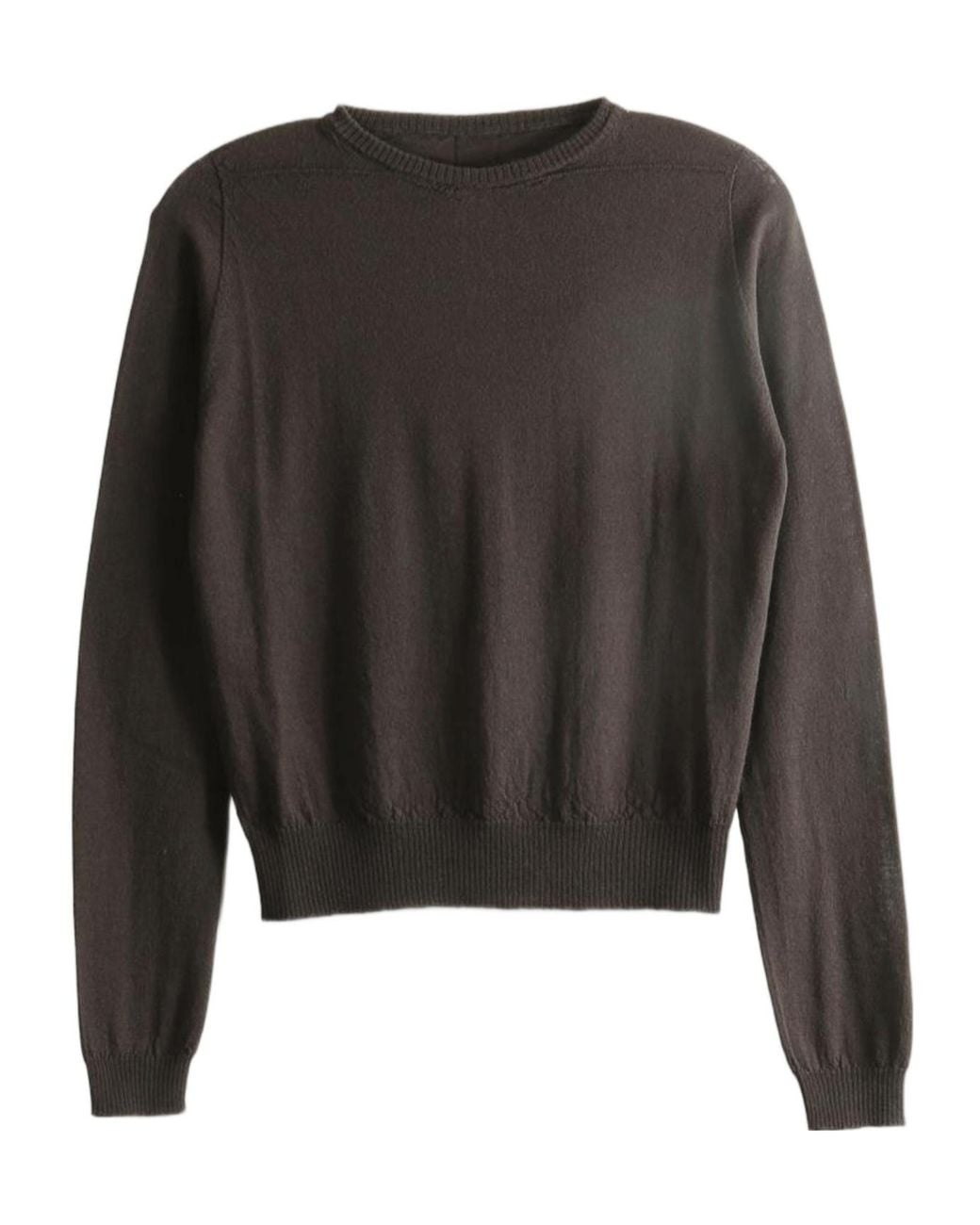 Rick Owens Gray Ribbed-Trim Fine-Knit Sweater