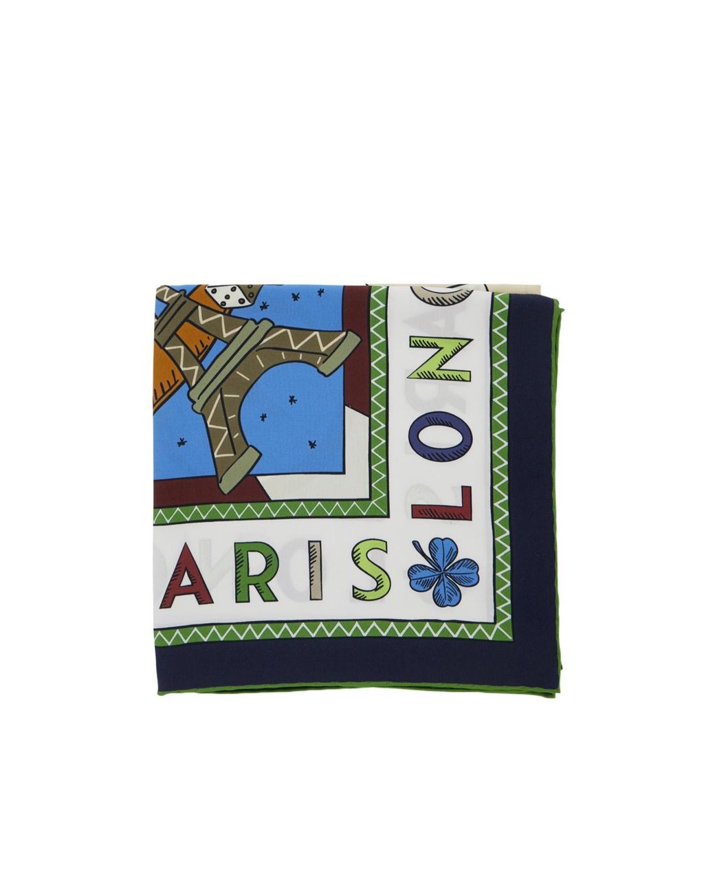 Longchamp Blue Printed Silk Scarf