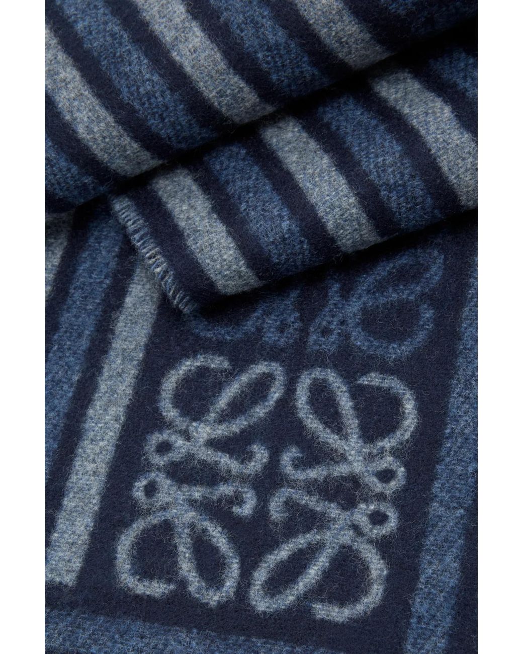 Loewe Blue Anagram Jacquard Fringed Scarf