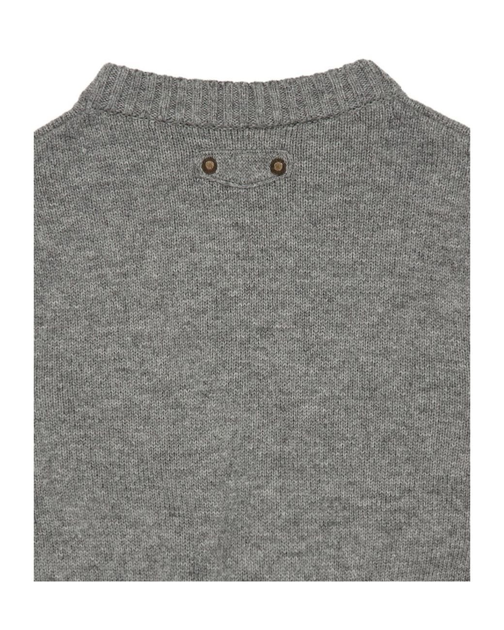 Balenciaga Gray Long-Sleeve Crew-Neck Sweater