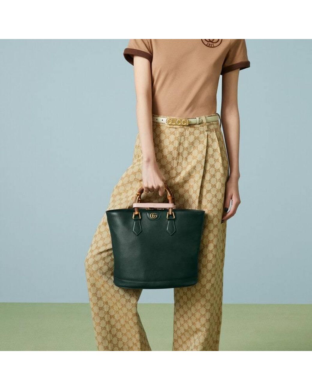 Gucci Green Medium Diana Leather Tote Bag