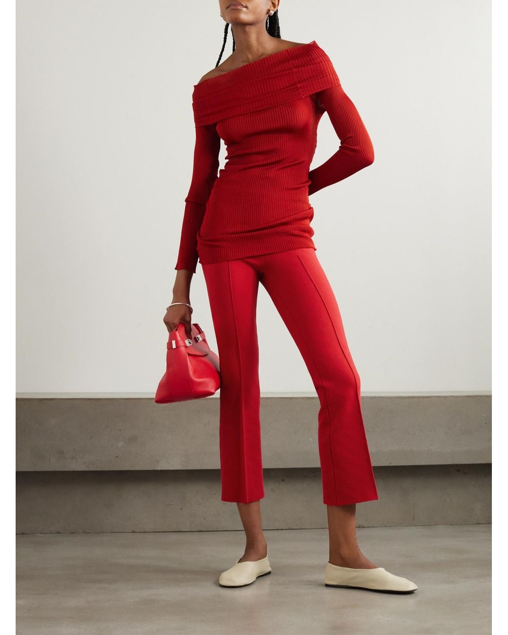 High Sport Stretch-Cotton Flared Pants
