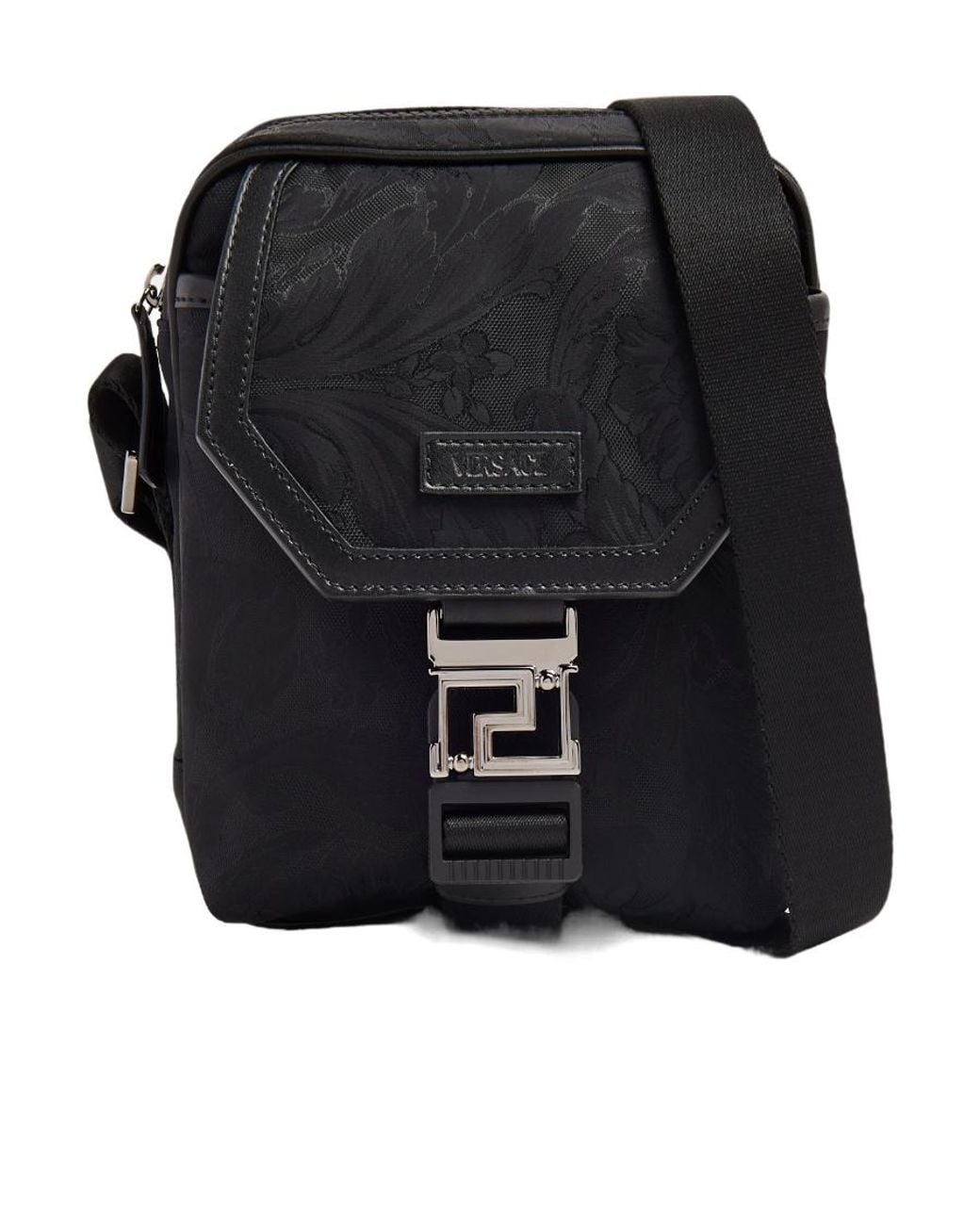 Versace Black Jacquard Shoulder Strap Messenger Bag for men