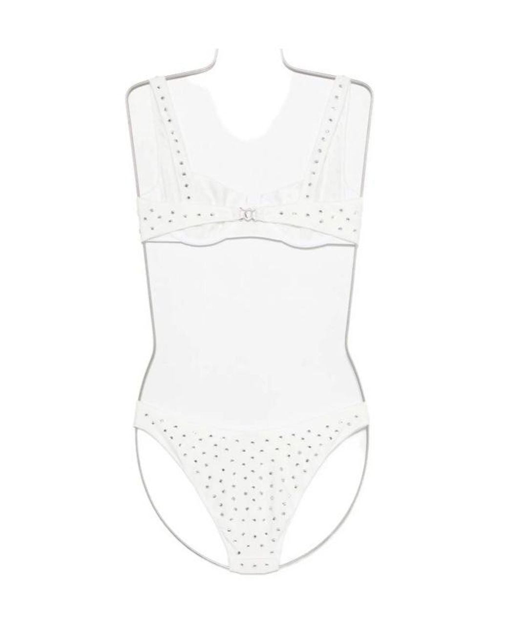 Oseree White Oséree Crystal Embellished Bikini