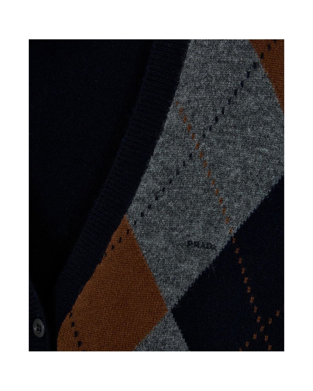 Prada Black Argyle Embroidered Cardigan