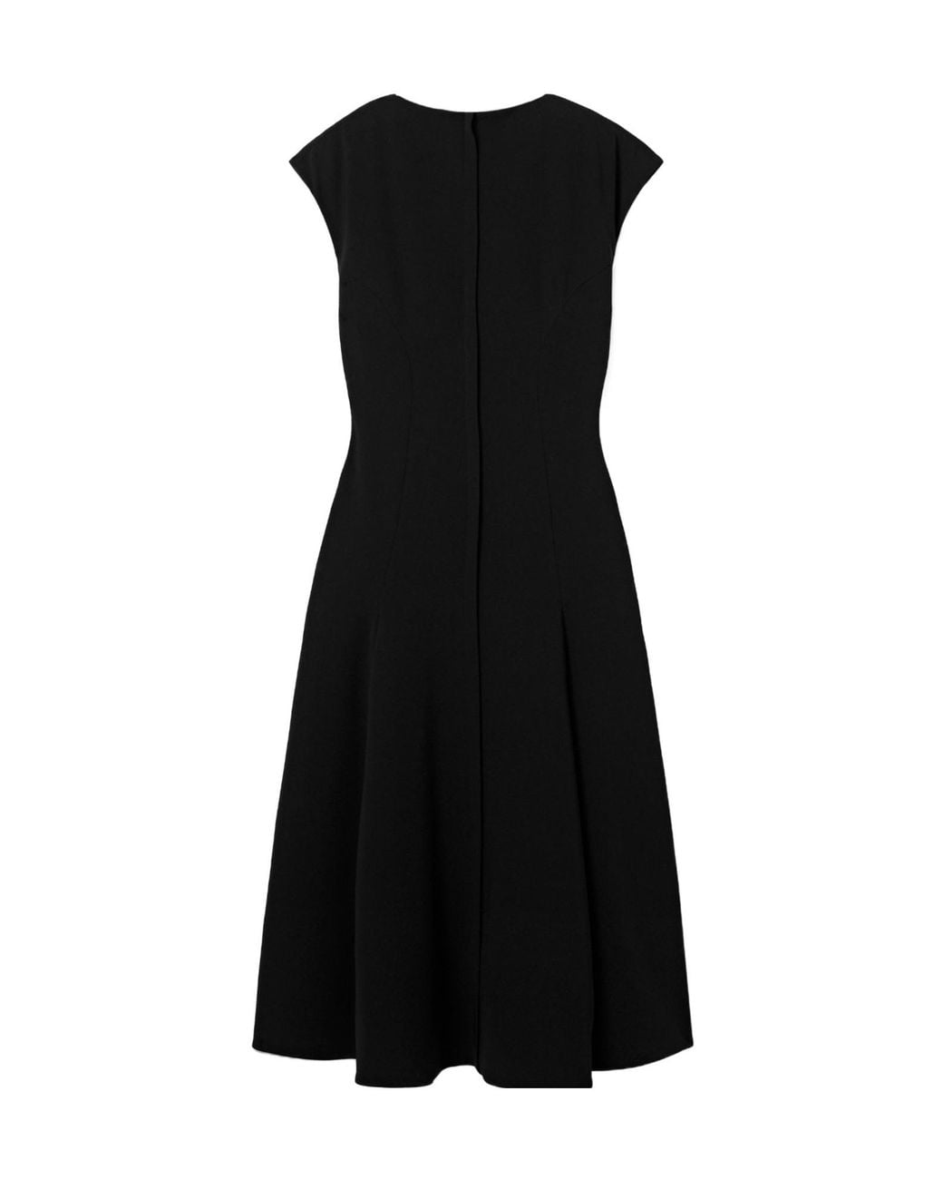 Proenza Schouler Black Georgia Button-Detailed Pleated Crepe Midi Dress