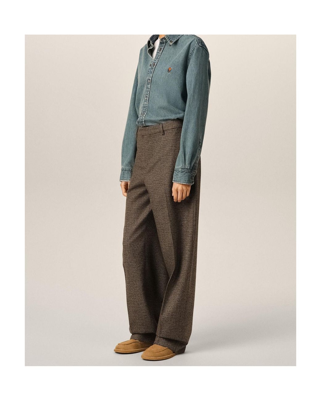 AMI Natural Ami Checked Tailored Pants