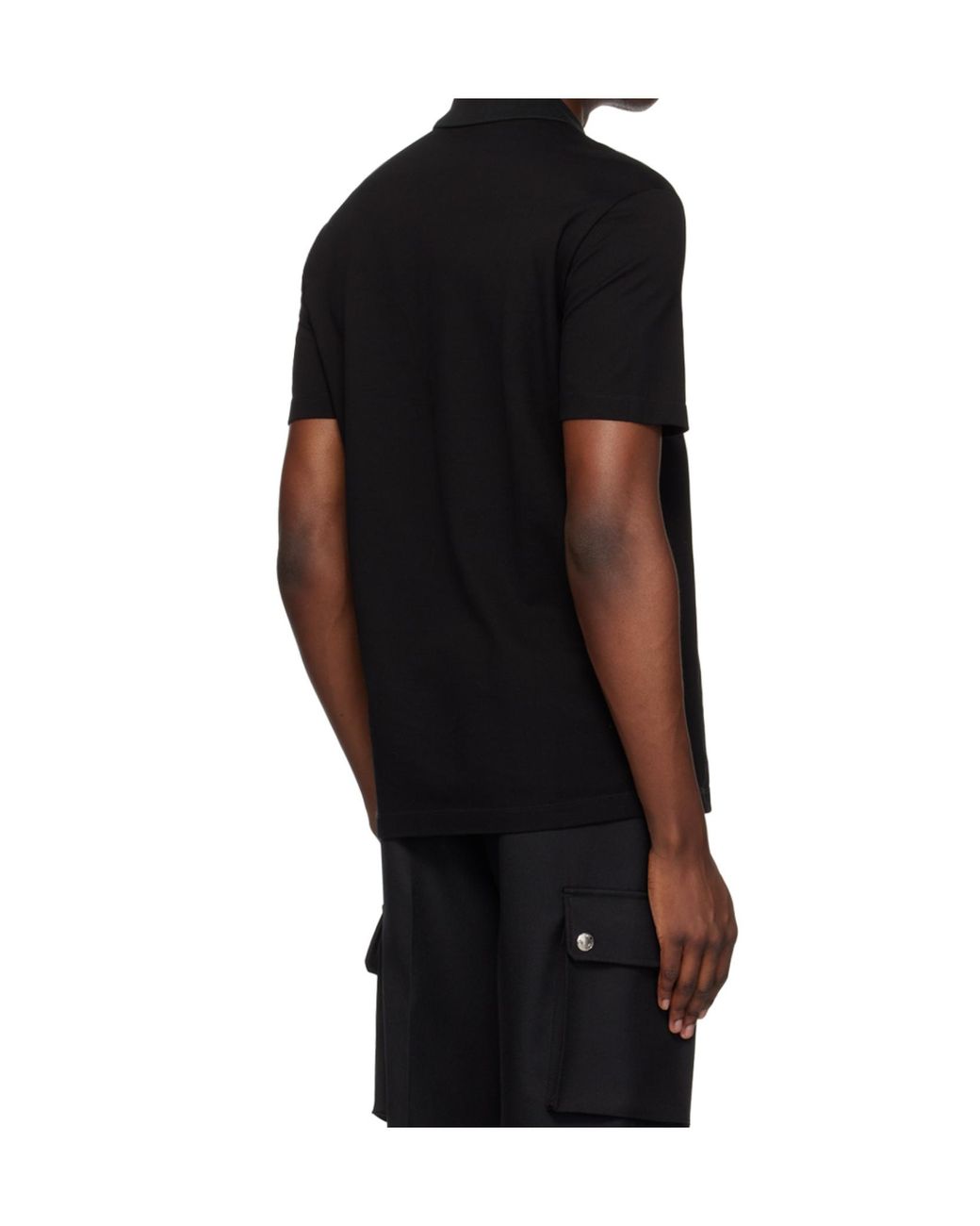Versace Black Logo-Embroidered Polo Shirt for men