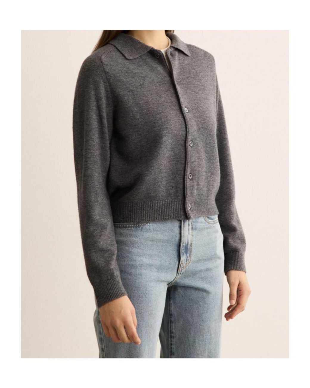 DUNST Black Ollared Button-Up Knit Cardigan
