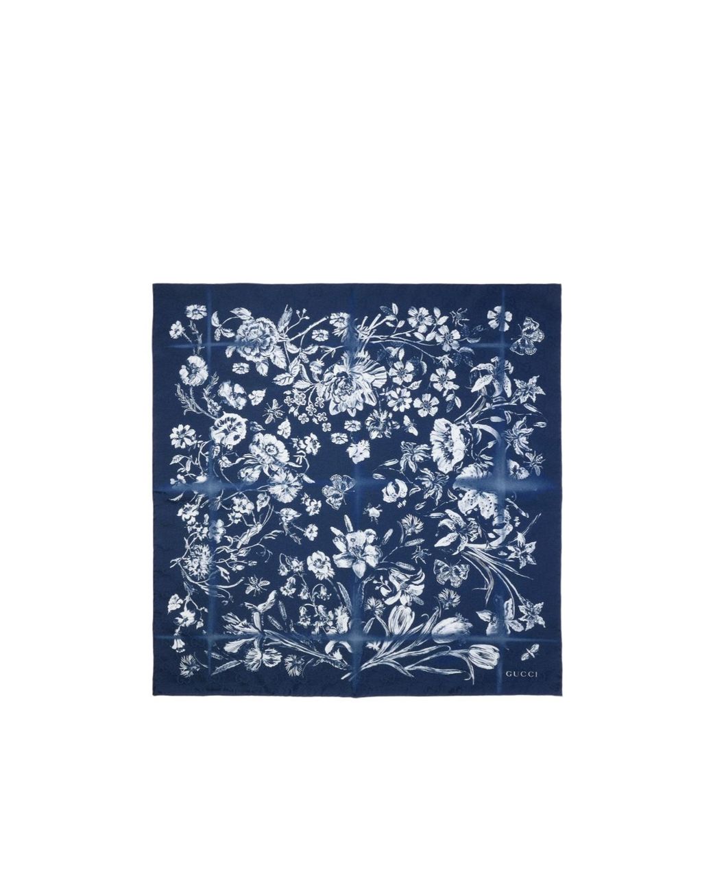 Gucci Blue Cotton Silk Jacquard Pocket Square for men