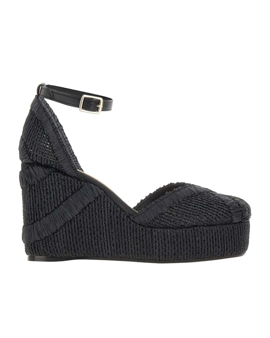 Castaner Black Charmie Ankle-Strap Platform Espadrilles