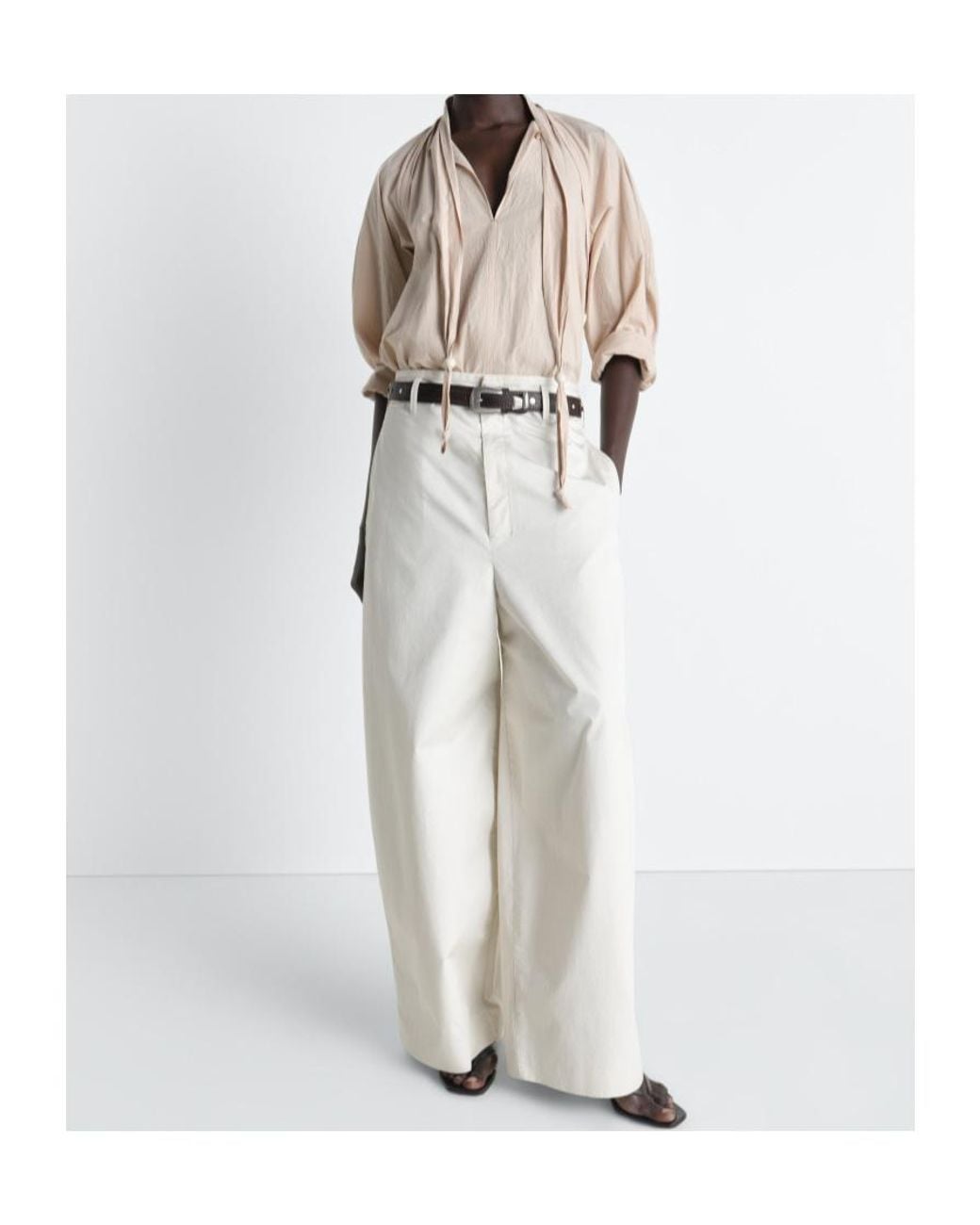 Lemaire White Wide Leg Chino Trousers