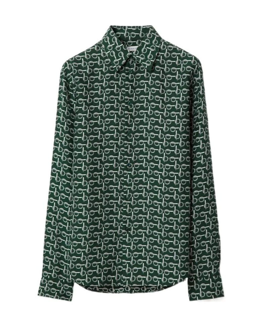 Burberry Green Monogram Printed Long Sleeved Shirt