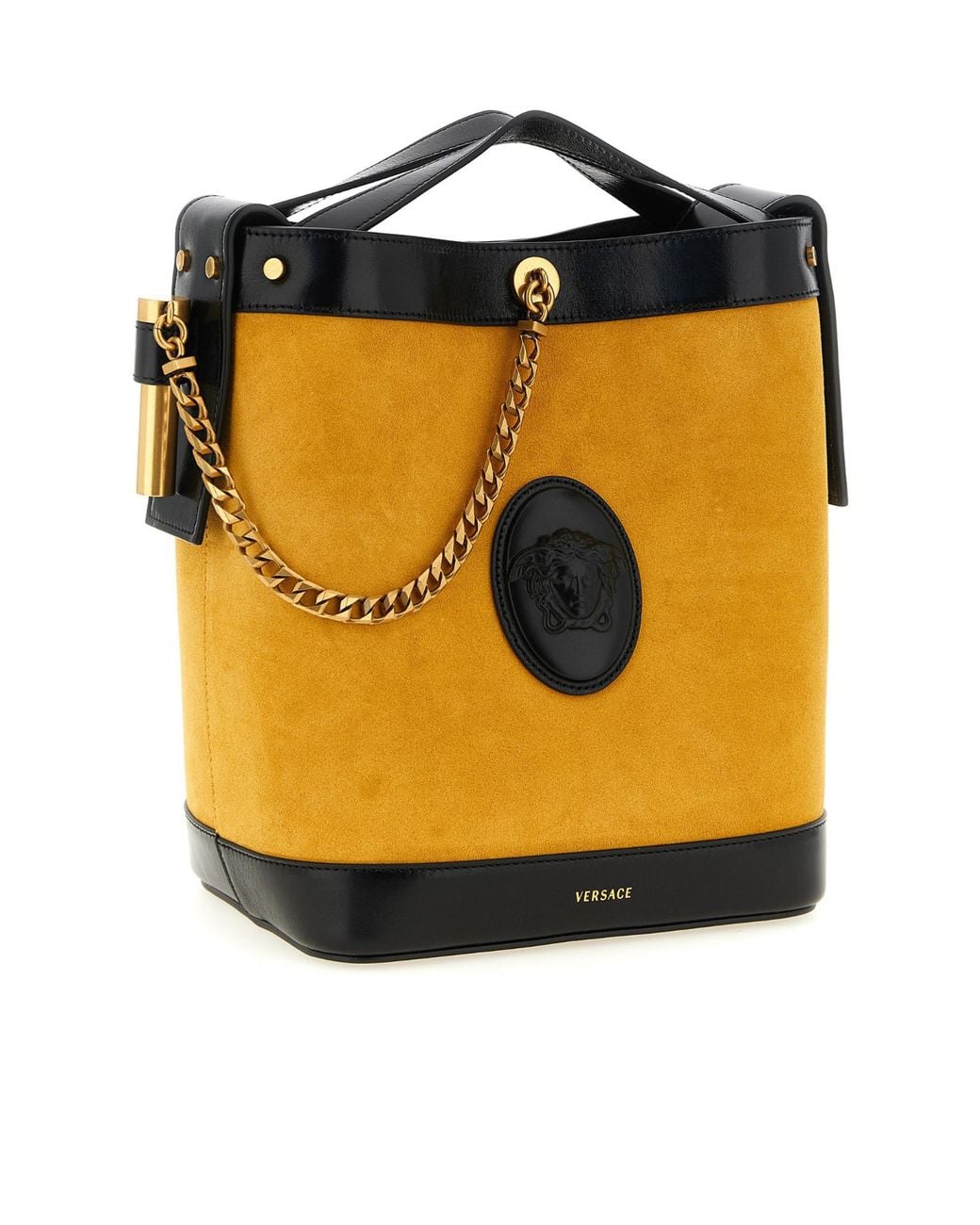 Versace White Pivot Small Bucket Bag