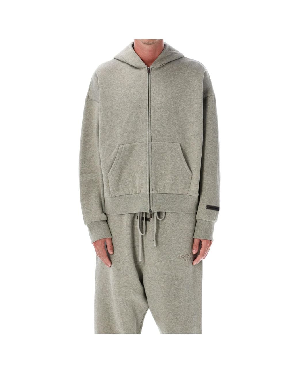 Fear Of God Gray Classic Fleece Zip-Up Hoodie for men