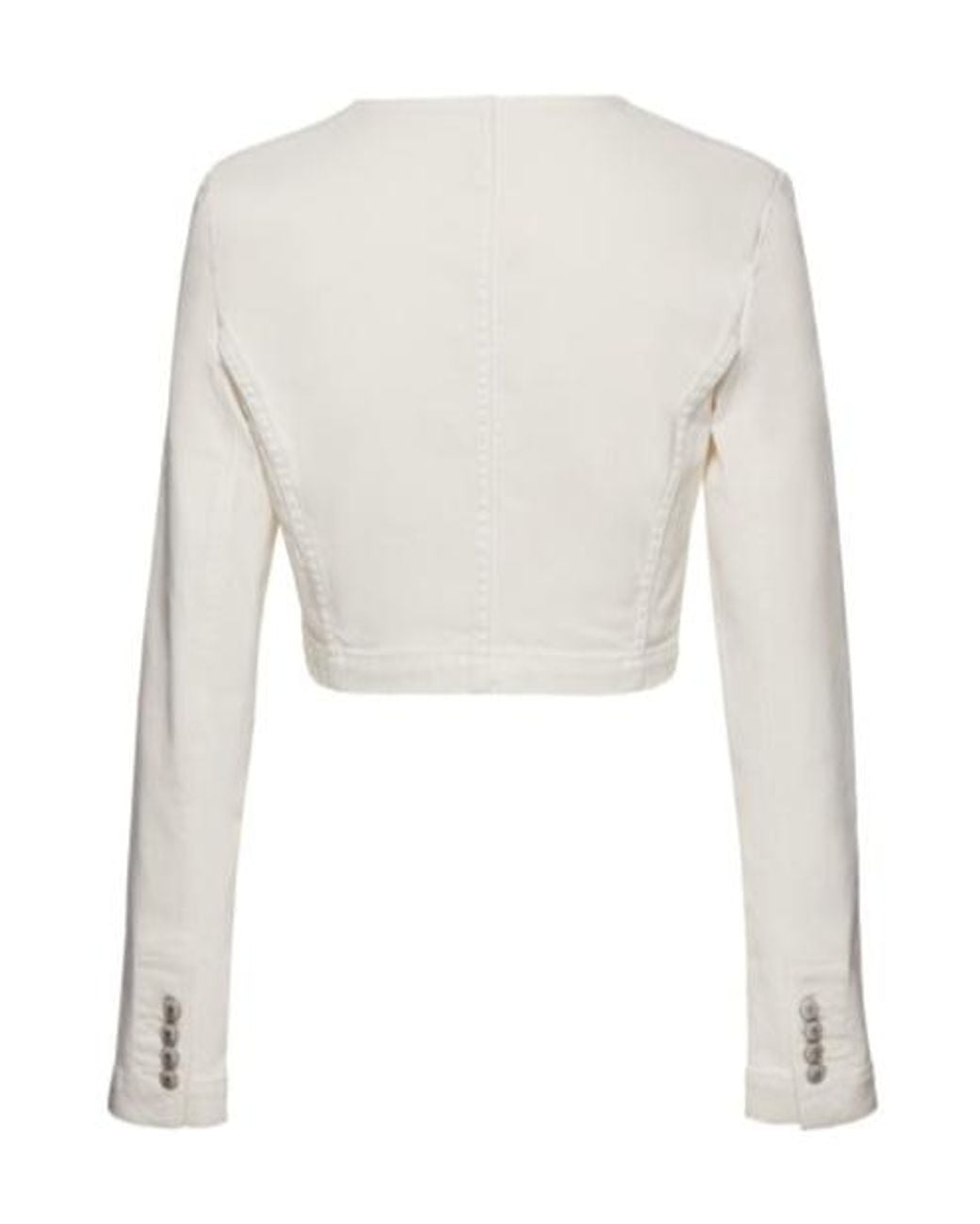 Magda Butrym White Square-Round Neck Denim Jacket