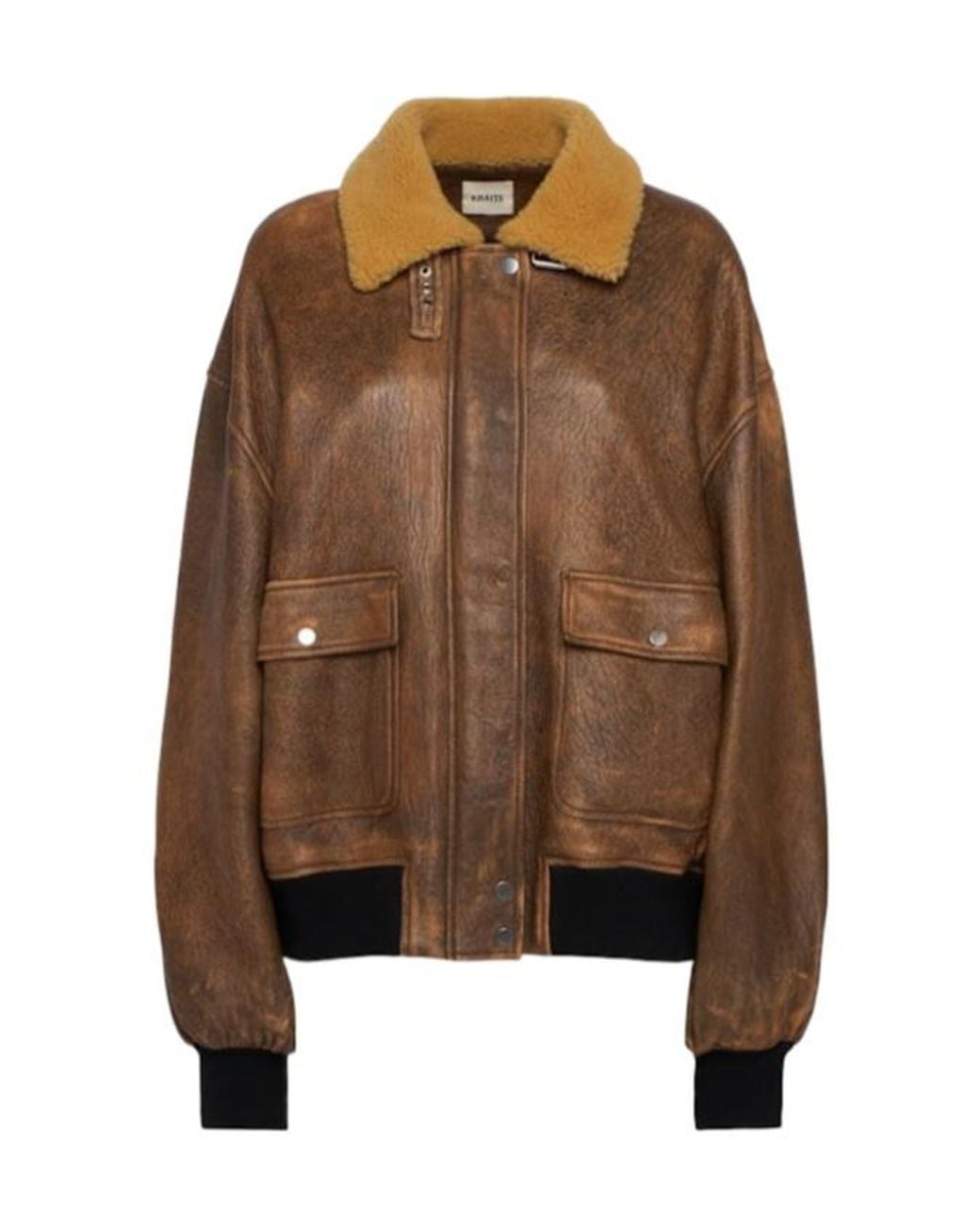 Khaite Brown Sandor Leather Bomber Jacket