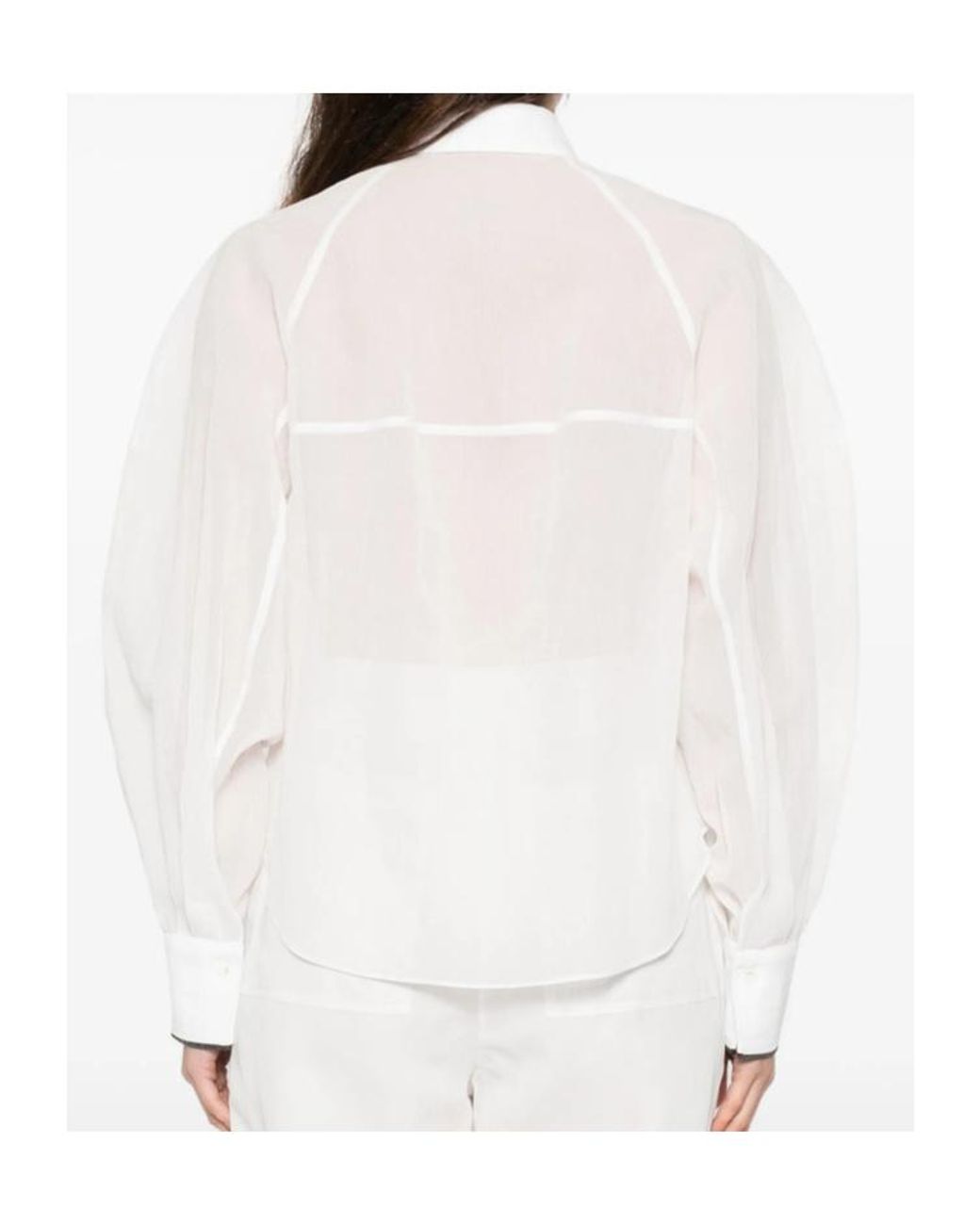 Brunello Cucinelli White Long-Sleeved Buttoned Shirt