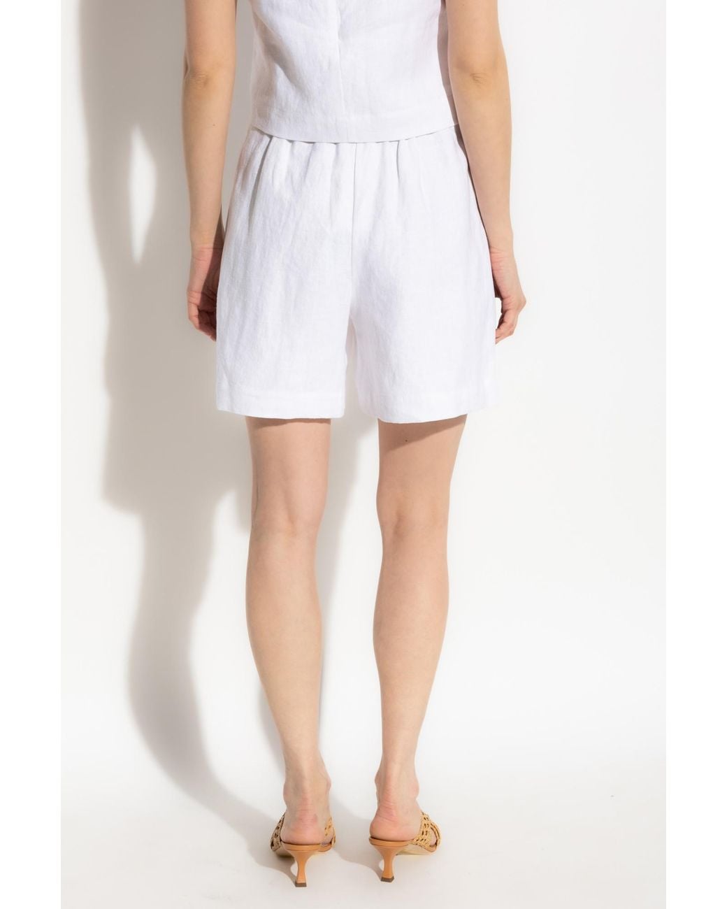 Posse White Front-Pleat Shorts