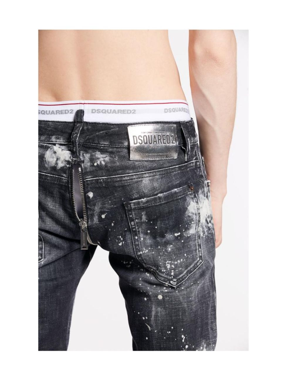 DSquared² Blue Belt-Loop Bleached-Effect Jeans for men