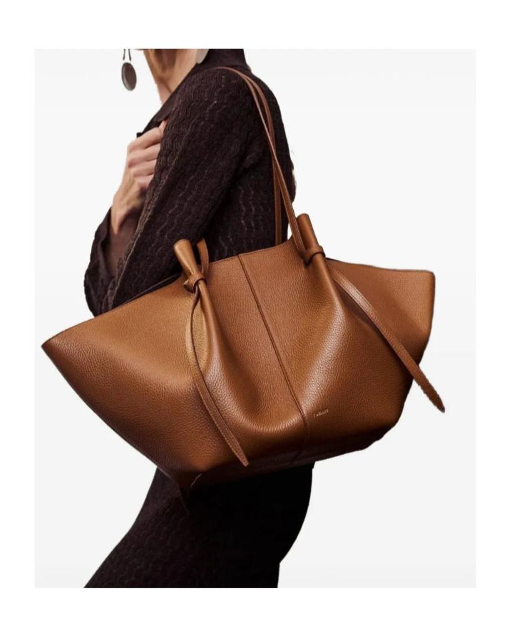 Yuzefi Brown Large Mochi Knotted Tote Bag