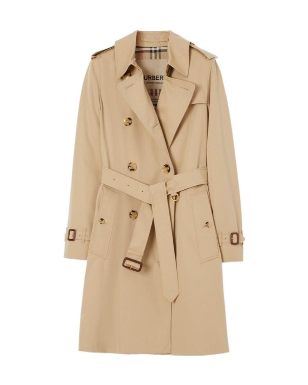 Burberry Natural Gabardine Kensington Mid-Length Trench Coat