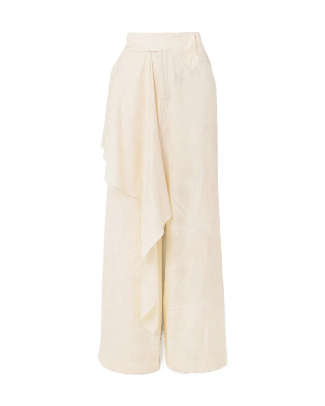Johanna Ortiz White Patterned Satin Straight-Leg Pants