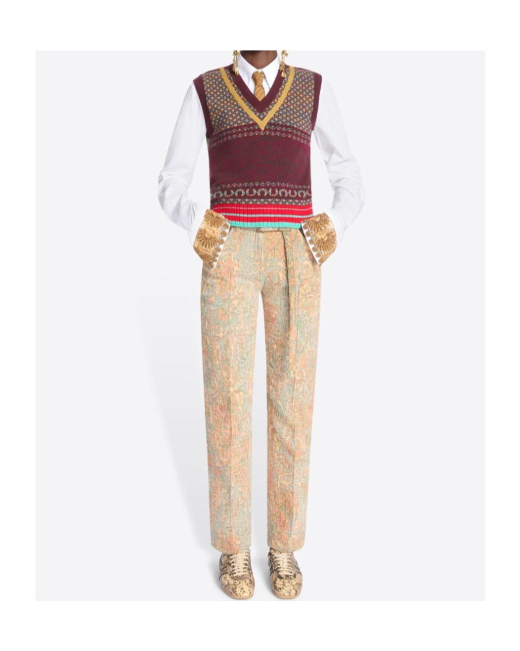 Dries Van Noten Multicolor Fitted Cashmere Top
