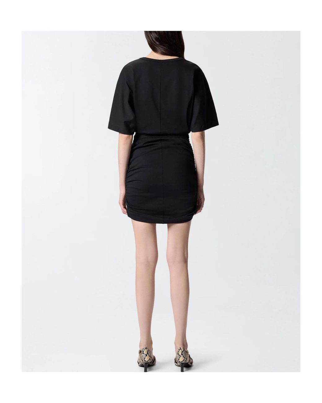 Pinko Black Ruched Belted T-Shirt Dress