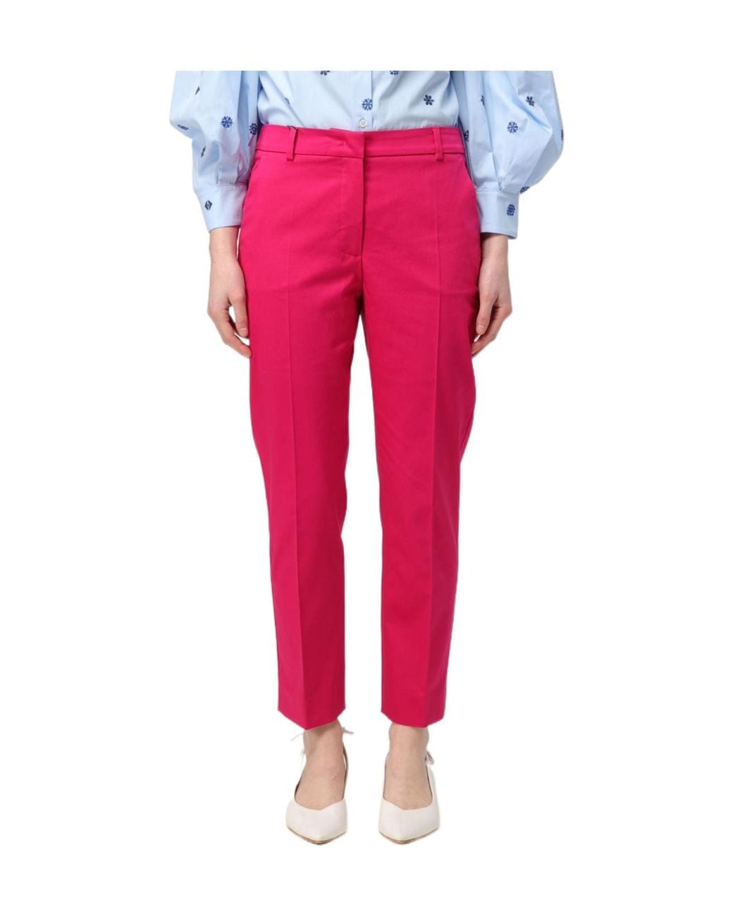 Weekend by Maxmara Pink Belt-Loops Tailored Trousers