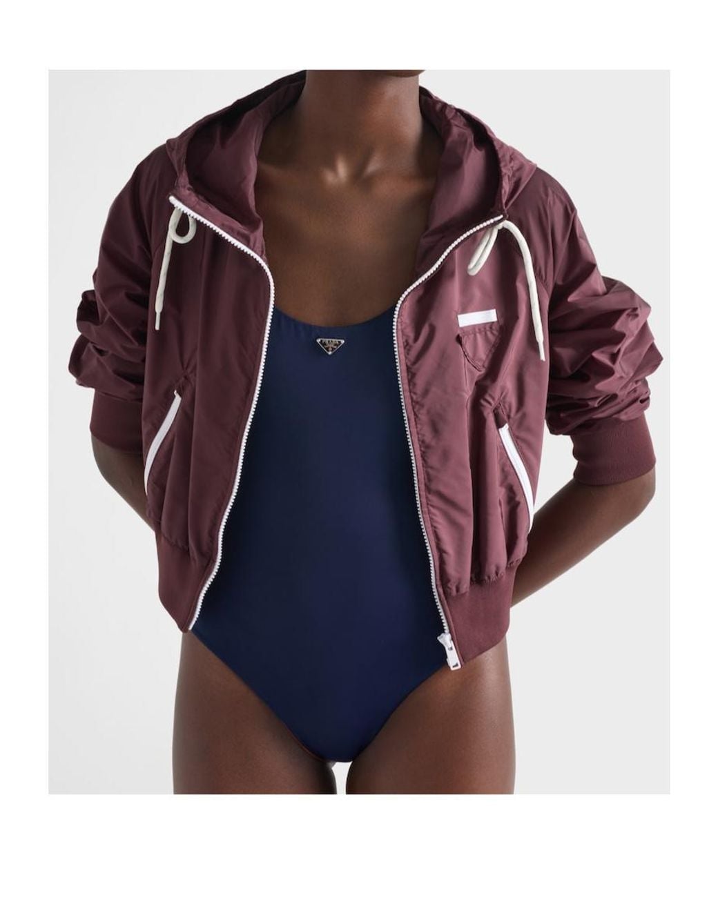 Prada Blue One-Piece Jersey Swimsuit