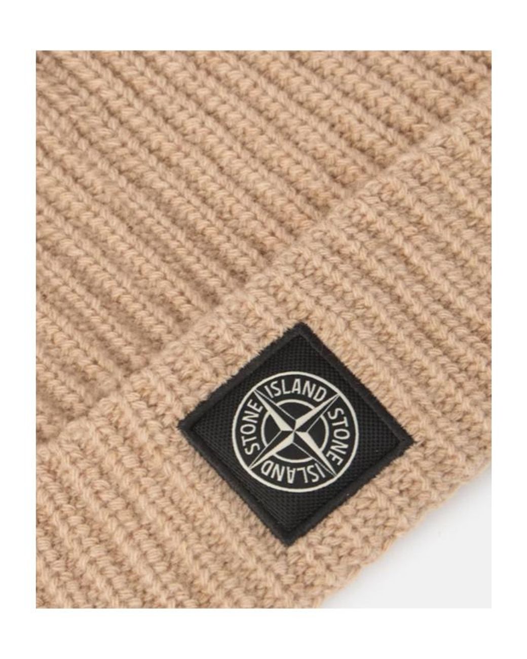 Stone Island Natural Ribbed Logo-Patch Hat for men
