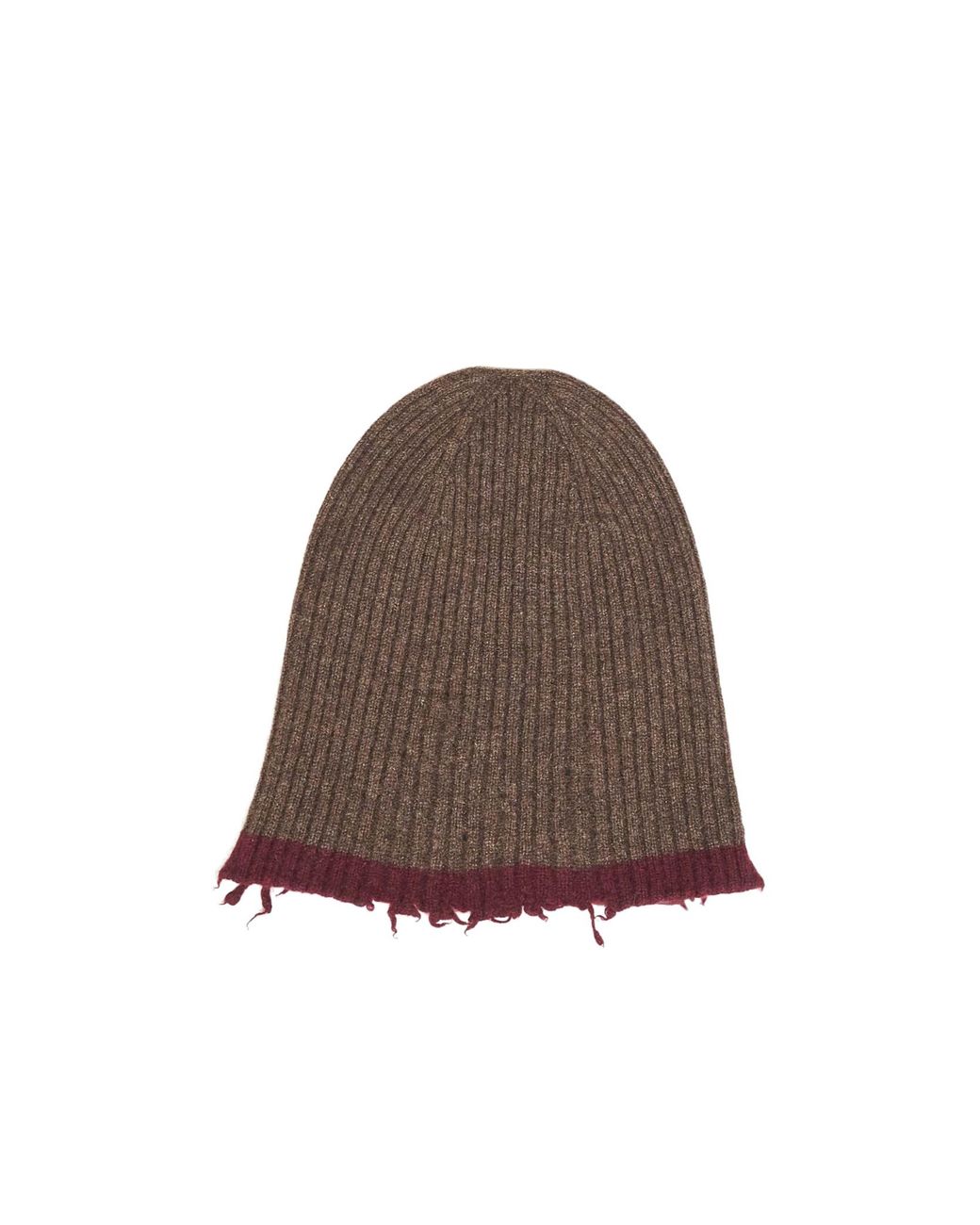 Uma Wang Brown Ribbed Knit Hat