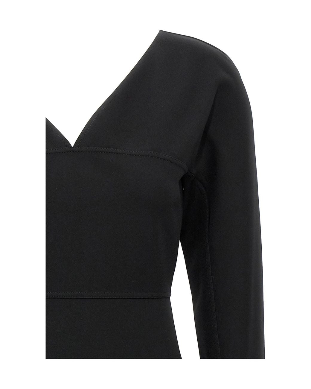 Fendi Black Techno V-Neck Jersey Midi Dress