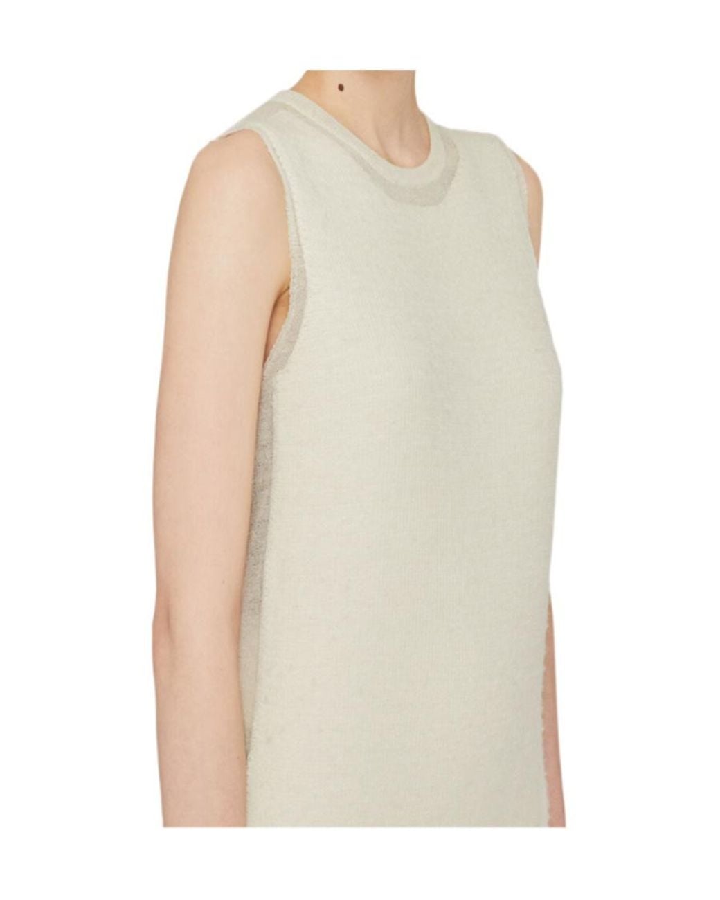 Jil Sander White Semi-Sheer Knitted Sleeveless Long Dress