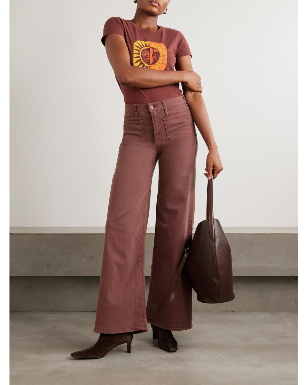 Mother Purple High-Rise Wide-Leg Jeans