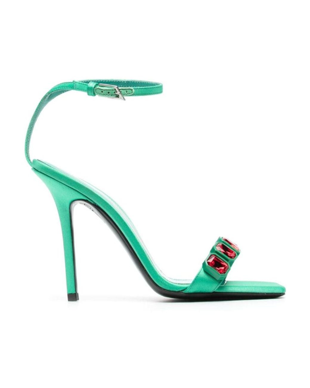 The Attico Green Logo High-Heel Sandals