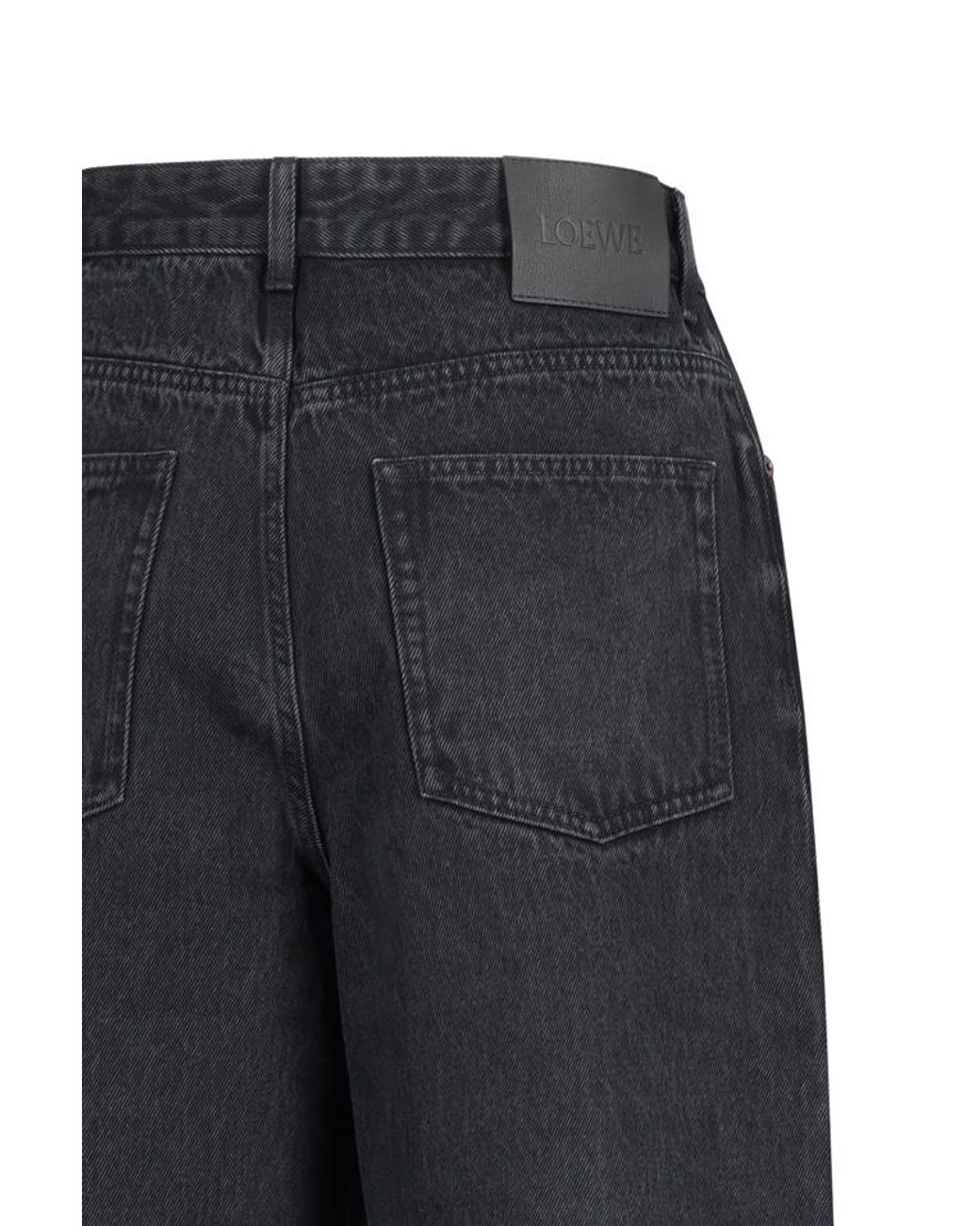 Loewe Black Anagram Baggy Wide Leg Jeans for men