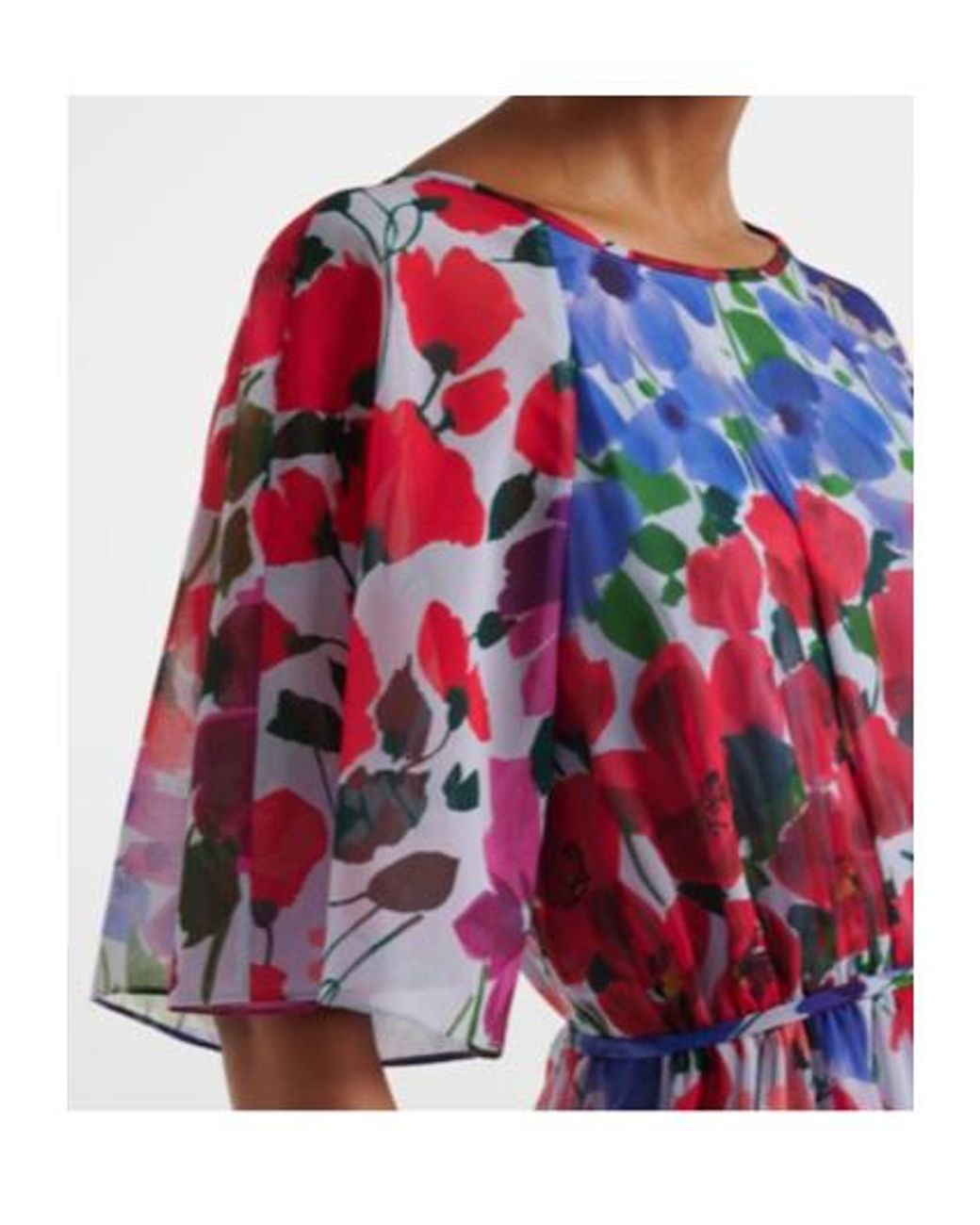 Carolina Herrera Multicolor Floral Gathered Midi Dress